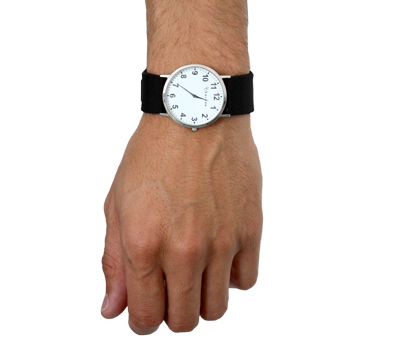 GPS watch for man with black strap and white dial